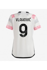 Juventus Dusan Vlahovic #9 Jalkapallovaatteet Naisten Vieraspaita 2023-24 Lyhythihainen